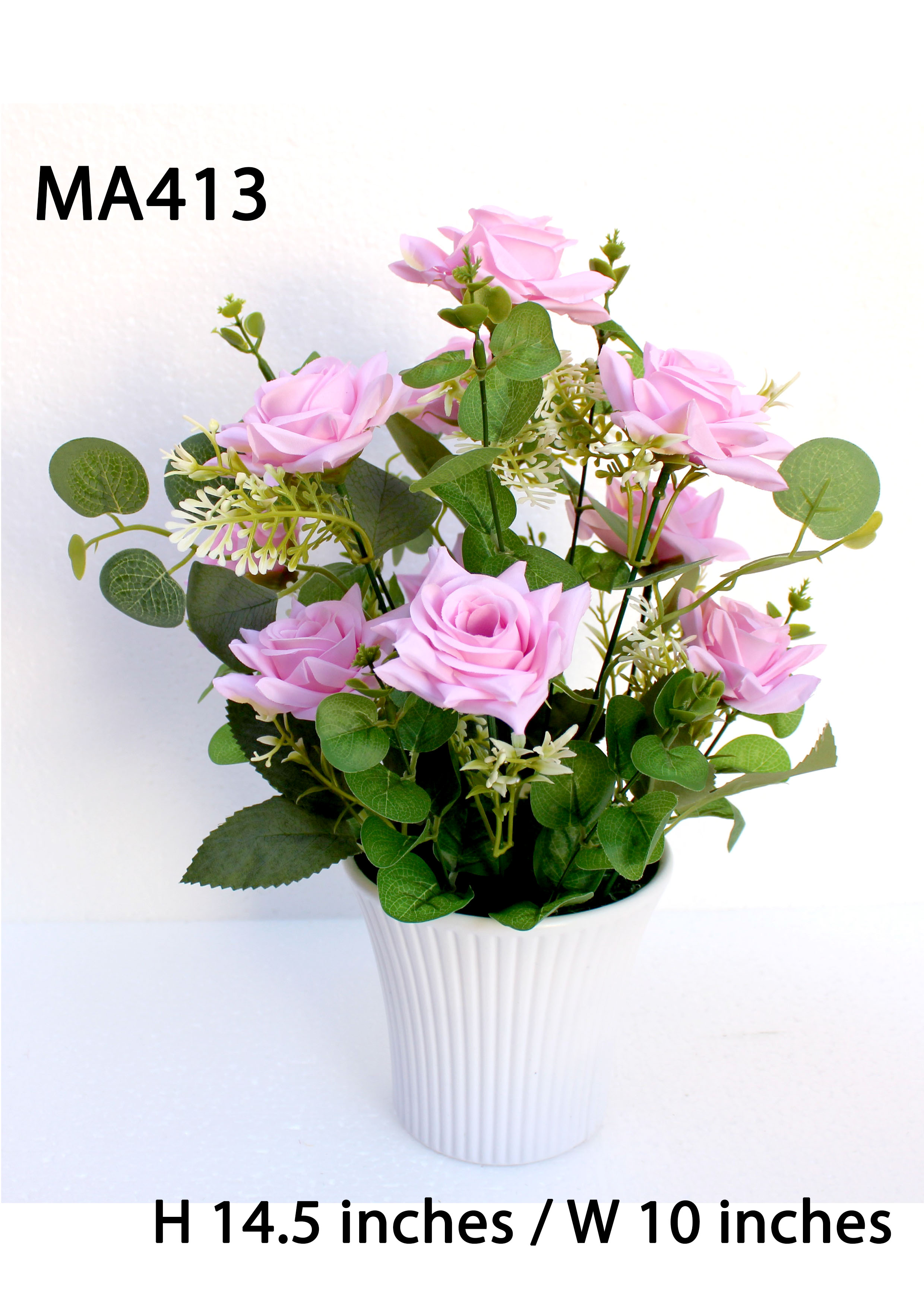 MA413 Rose & Silver Dollar Pot Arrangement